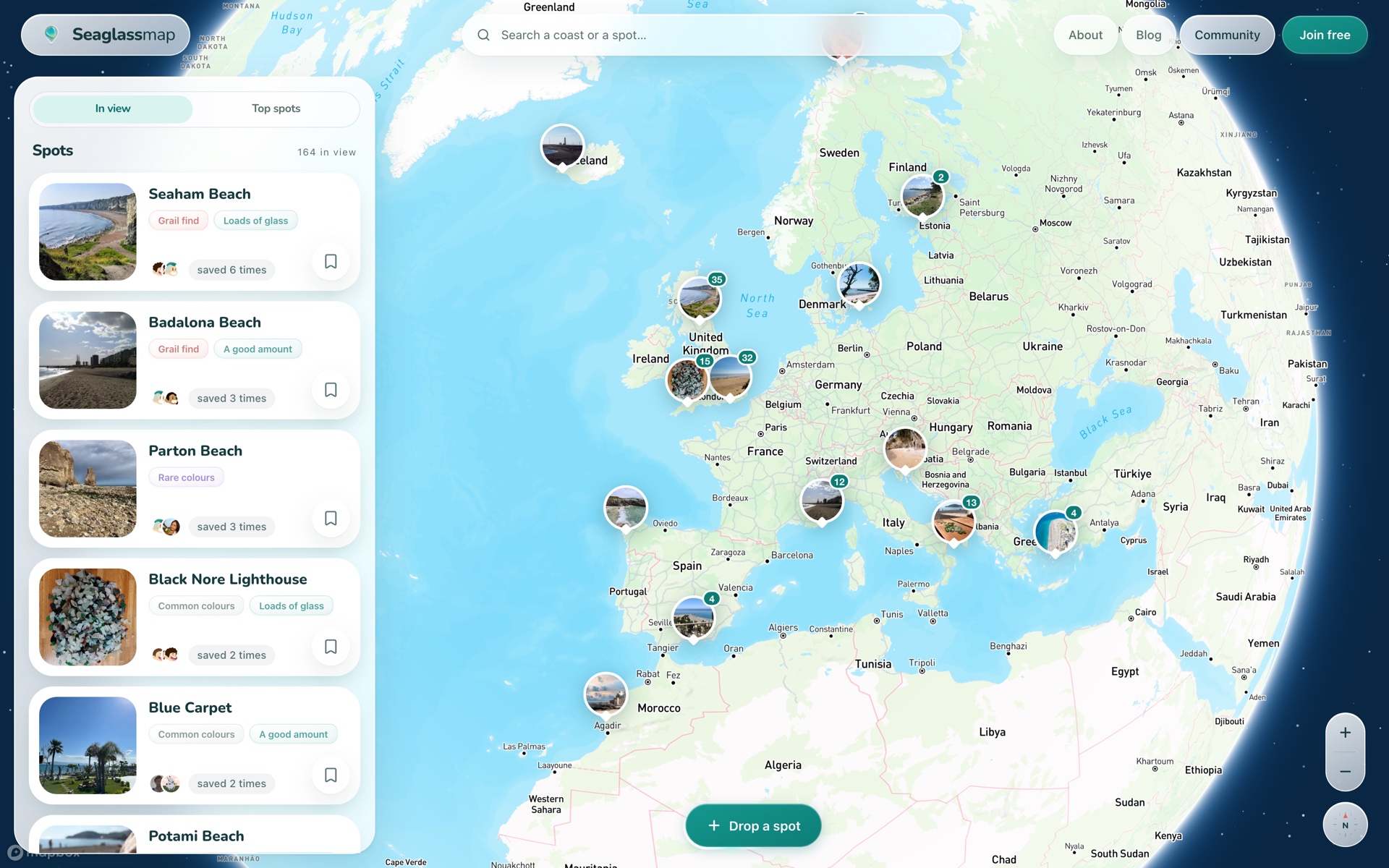 Seaglassmap interactive map